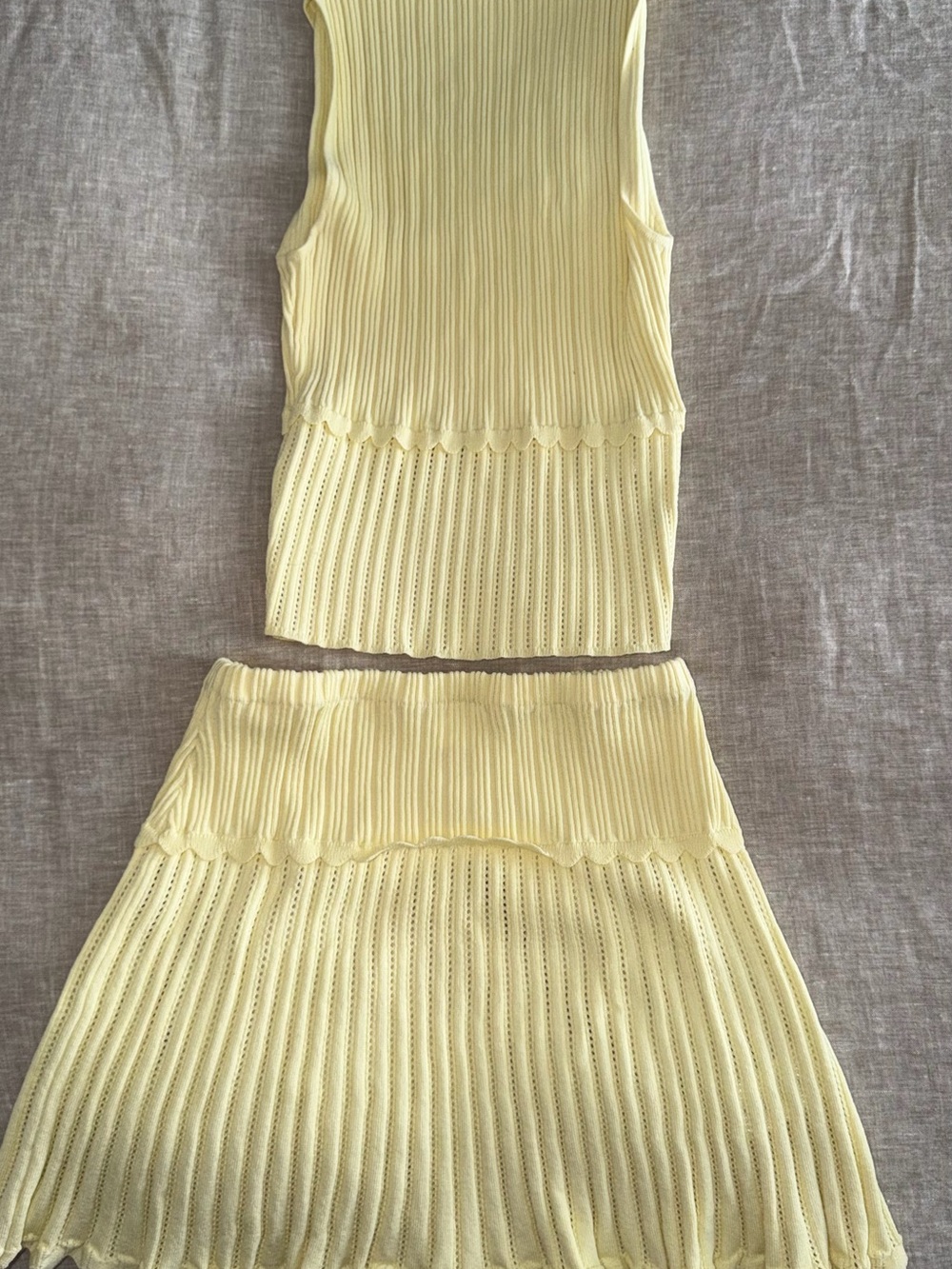 Meshki Butter Yellow Ribbed Knit Two-Piece Set - Picture 3 of 6